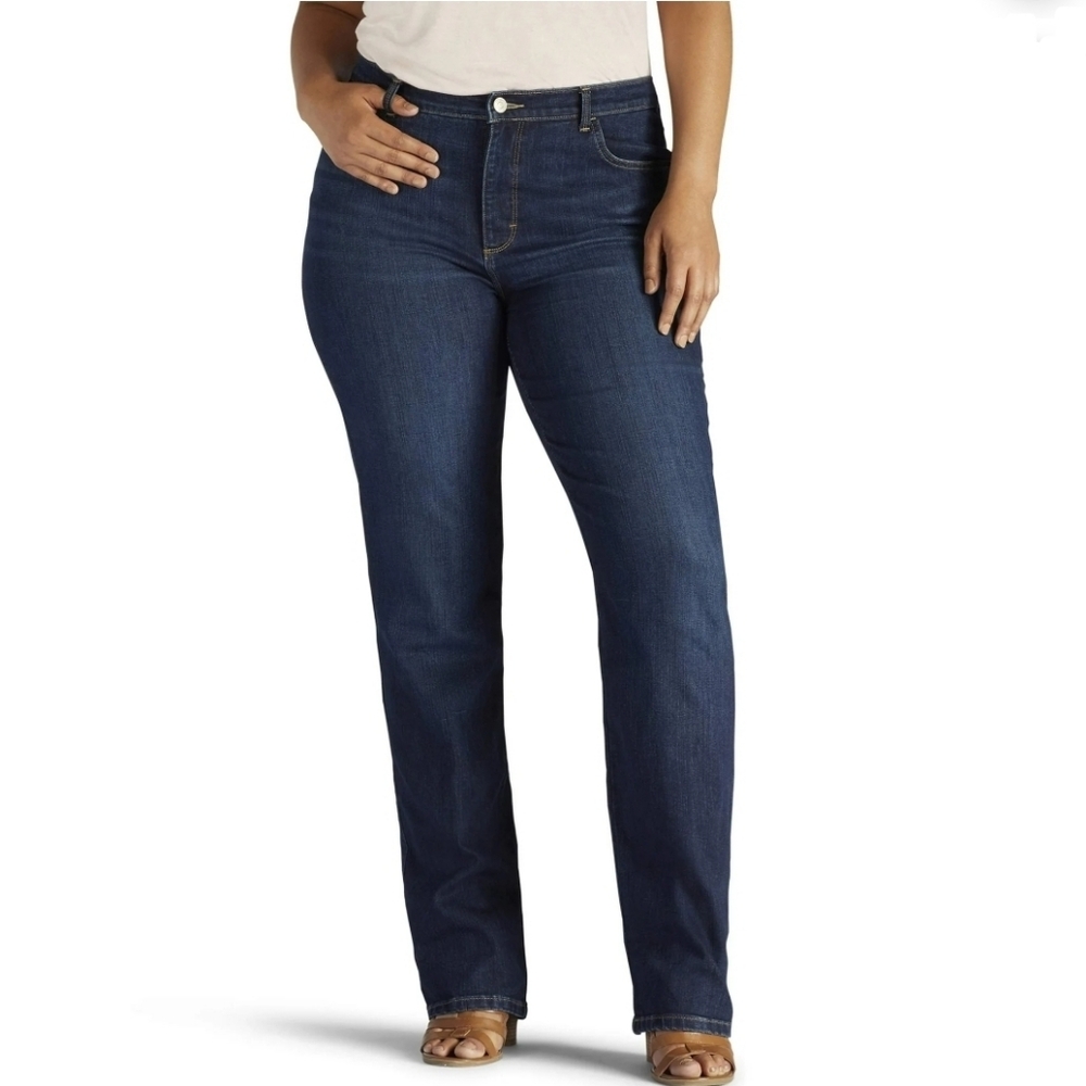 Lee Instantly Slims High Rise Straight Leg Relaxed Fit Jeans Size 8 Short